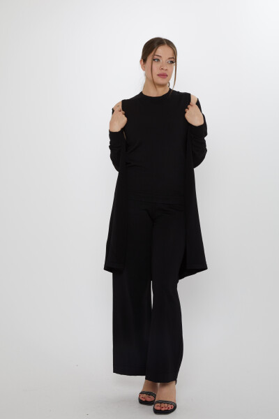 İkili Takım Askılı Bluz Ajurlu Hırka Siyah - 31842 | KAZEE (2'li Set M-L) - Kazee (1)