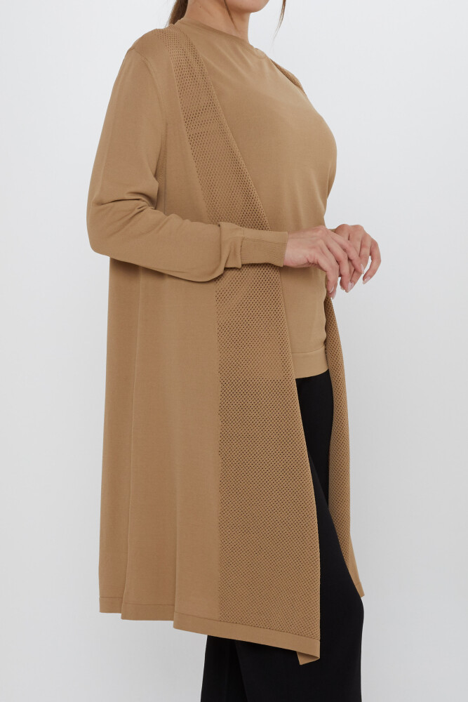 İkili Takım Askılı Bluz Ajurlu Hırka Vizon - 31842 | KAZEE (2'li Set M-L) - 4