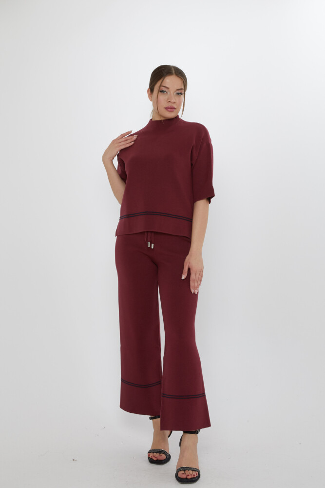 İkili Takım Beli Bağlamalı Bordo - 31650 | KAZEE (3'lü Set M-L-XL) - 1