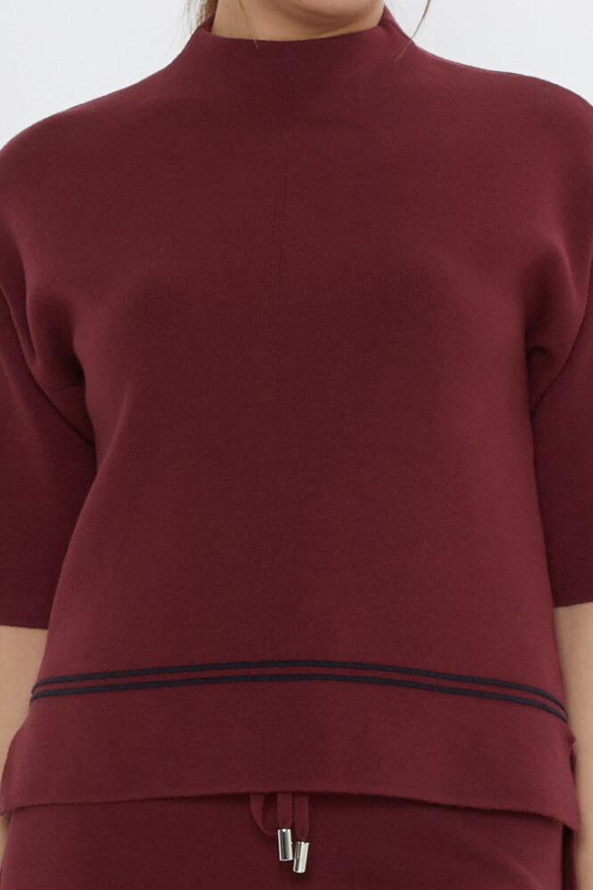 İkili Takım Beli Bağlamalı Bordo - 31650 | KAZEE (3'lü Set M-L-XL) - 4