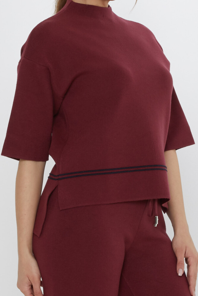 İkili Takım Beli Bağlamalı Bordo - 31650 | KAZEE (3'lü Set M-L-XL) - 5