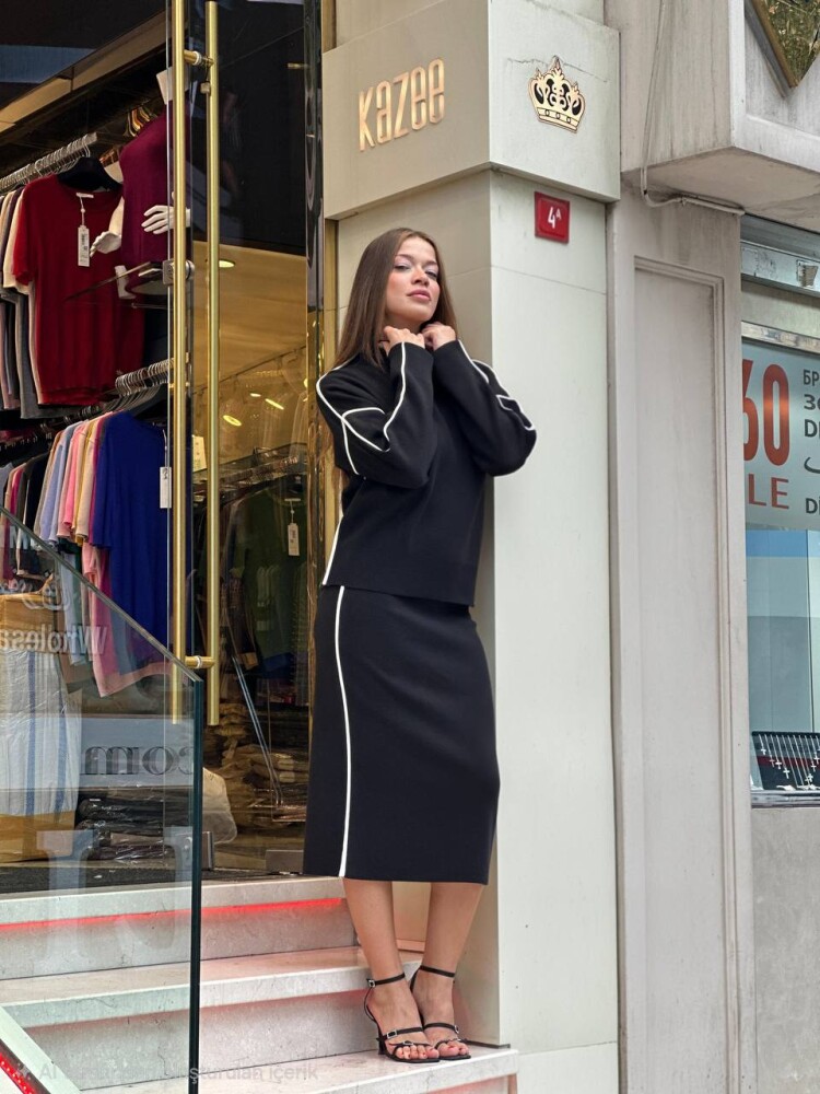 İkili Takım Dik Yaka Siyah - 31303 | KAZEE (3'lü Set S-M-L) - 4