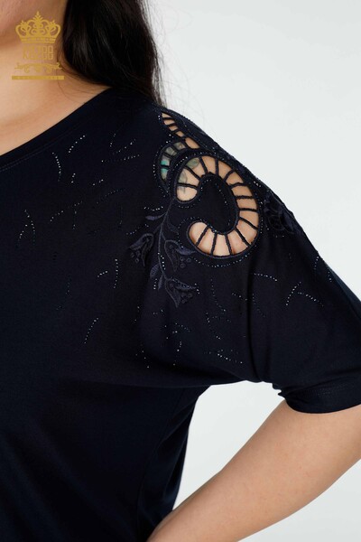 All'ingrosso Camicetta da donna - Spalle Dettagli - Blu navy - 77985 | KAZEE - 4