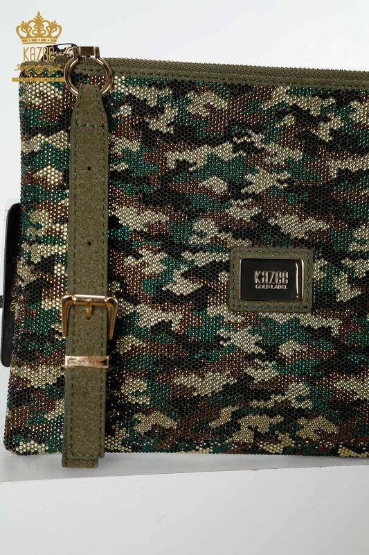 Borsa da donna all'ingrosso Camouflage Stone Ricamato Khaki - 528 | KAZEE