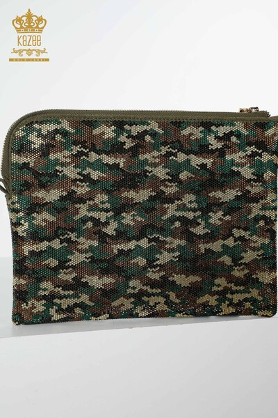 Borsa da donna all'ingrosso Camouflage Stone Ricamato Khaki - 528 | KAZEE - Thumbnail
