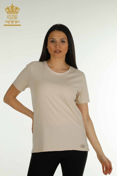 All'ingrosso Camicetta da donna - Manica corta - Beige chiaro - 79563 | KAZEE 