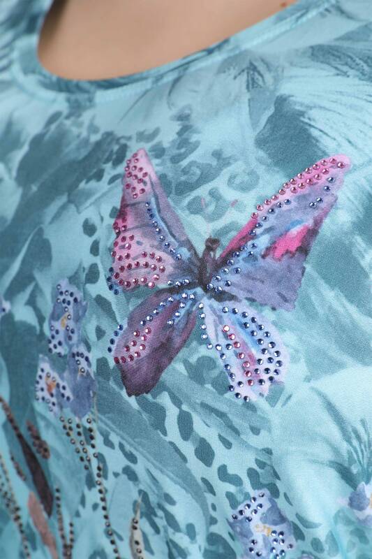 All'ingrosso Camicetta da donna - Farfalla colorata e motivo a rose - 77803 | KAZEE