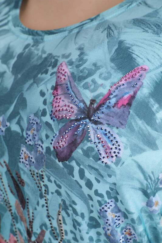 All'ingrosso Camicetta da donna - Farfalla colorata e motivo a rose - 77803 | KAZEE