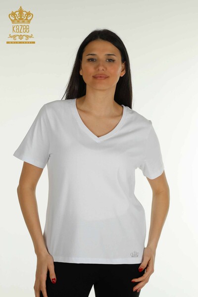All'ingrosso Camicetta da donna - Scollo a V - Bianco - 79564 | KAZEE - Kazee
