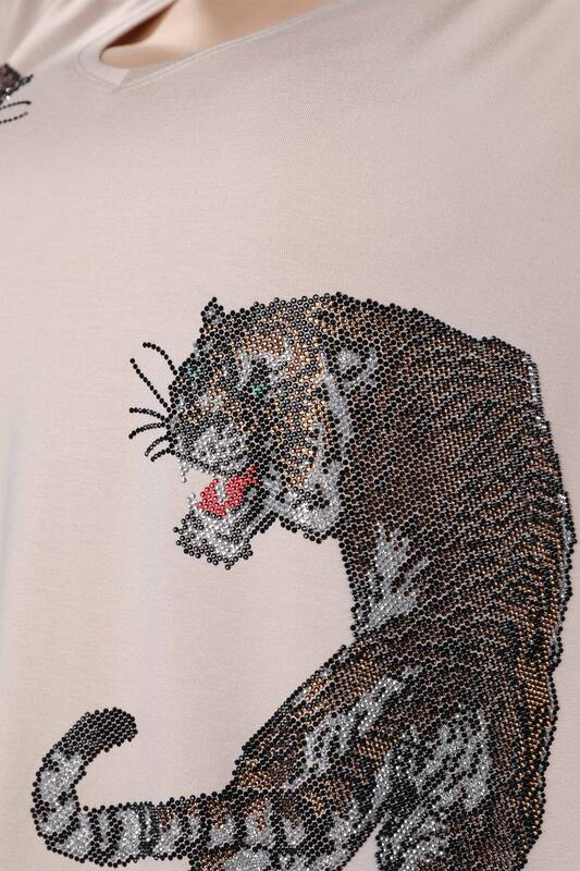 All'ingrosso Camicetta da donna - Figura di tigre - Pietra ricamata - 77546 | KAZEE