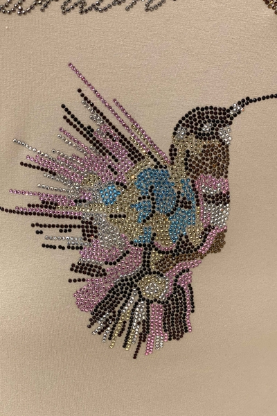 All'ingrosso Camicetta da donna - Figura di uccello - Colorato Pietra ricamata - 77508 | Kazee - Thumbnail