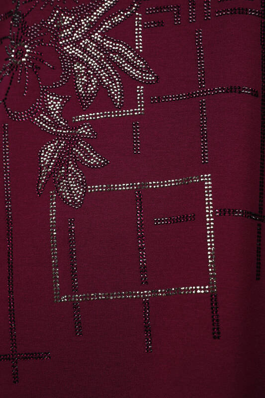 All'ingrosso Camicetta da donna - Dettaglio floreale - Pietra ricamata - Manica corta - 77981 | KAZEE
