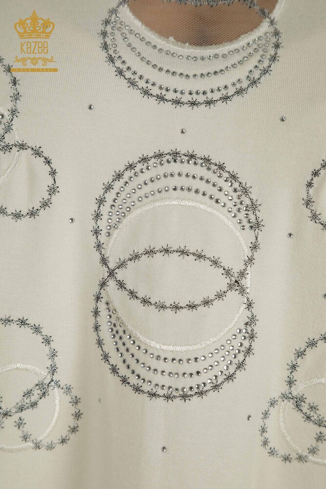 All'ingrosso Camicetta da donna - Manica corta - Modellato - Ecru - 79094 | KAZEE - 3