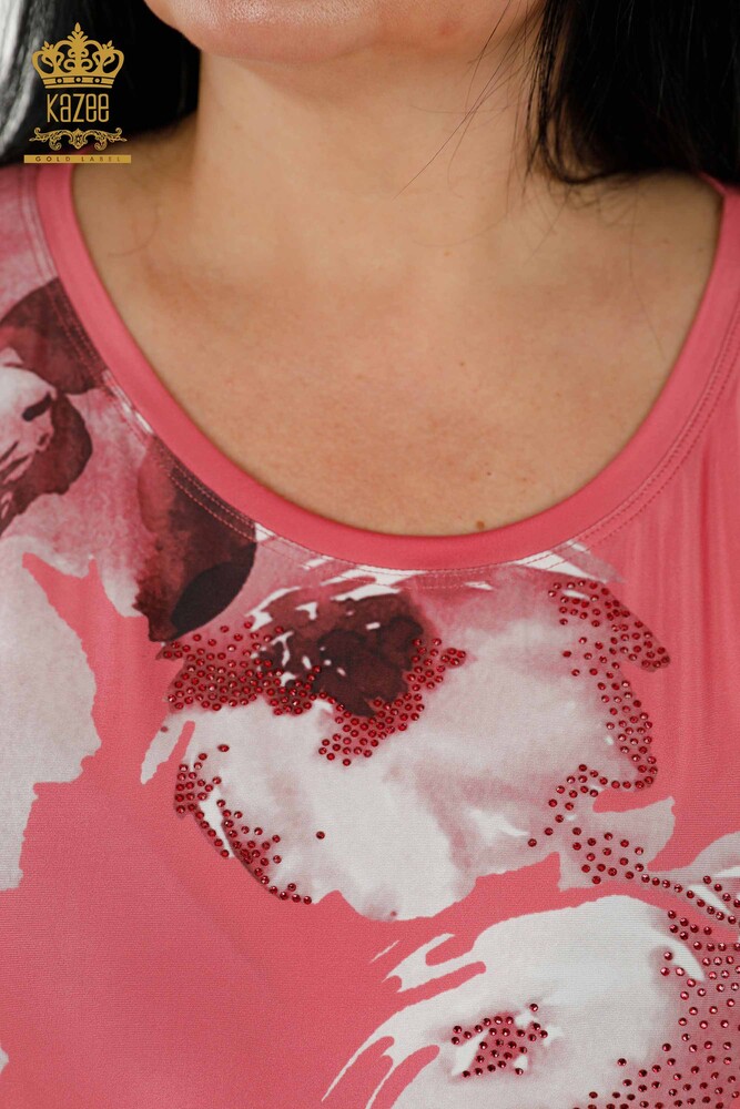 All'ingrosso Camicetta da donna - Motivo floreale - Cipria - 77802 | KAZEE - 5