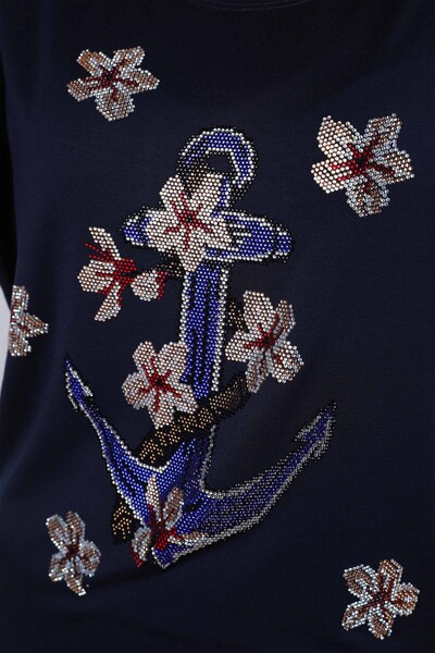 All'ingrosso Camicetta da donna - Motivo floreale - Pietra colorata ricamata - 77697 | KAZEE - Thumbnail