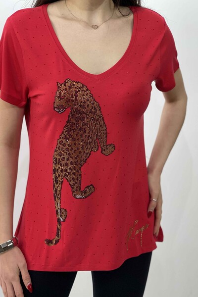 All'ingrosso Camicetta da donna - Motivo tigre - Perline - Logo Kazee - 77608 | KAZEE - Thumbnail