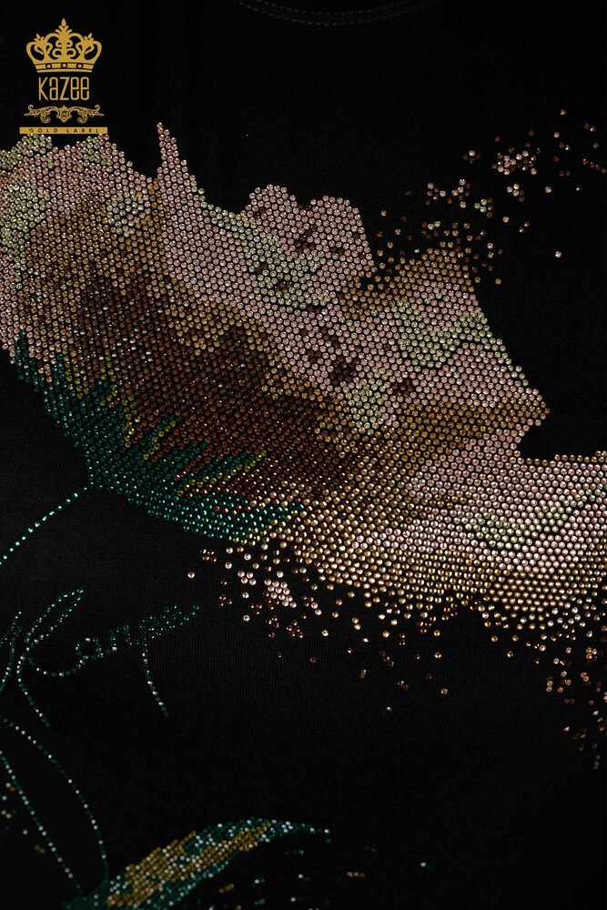 All'ingrosso Camicetta da donna - Colorata Pietra ricamata - Nera - 78924 | KAZEE - 4