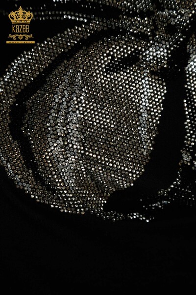 All'ingrosso Camicetta da donna - Ricamo floreale - Nera - 79357 | KAZEE - 4