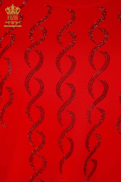 All'ingrosso Camicetta da donna - Cristallo Pietra Ricamata - Rosso - 79069 | KAZEE - 3