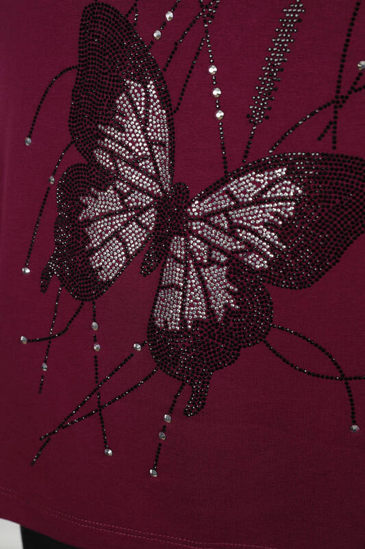 All'ingrosso Camicetta da donna - Dettaglio farfalla - Pietra ricamata - 77912 | KAZEE