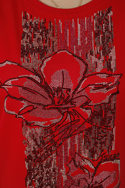 All'ingrosso Camicetta da donna - Dettaglio floreale - Pietra ricamata - 78837 | KAZEE - Thumbnail