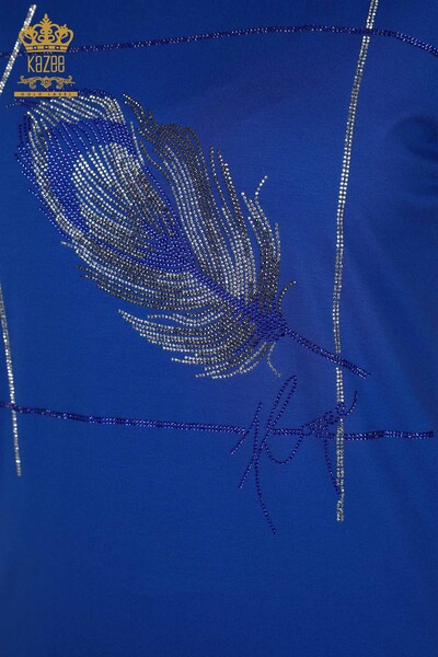 All'ingrosso Camicetta da donna - Motivo a foglie - Blu scuro - 78878 | KAZEE - 3