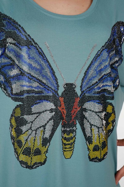All'ingrosso Camicetta da donna - Manica corta - Pietra ricamata - Farfalla Dettaglio - 78904 | KAZEE - Thumbnail