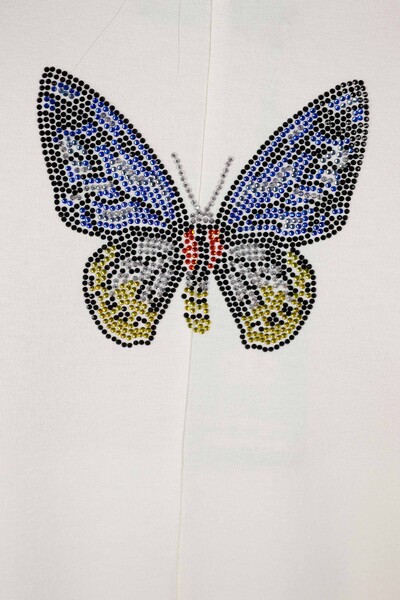 All'ingrosso Camicetta da donna - Manica corta - Pietra ricamata - Farfalla Dettaglio - 78904 | KAZEE - Thumbnail