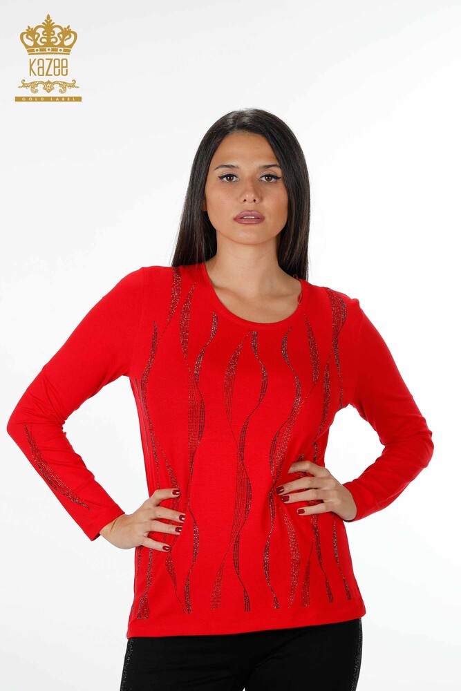 All'ingrosso Camicetta da donna - Manica dettagliata Linea - Pietra ricamata - 79024 | KAZEE - 1