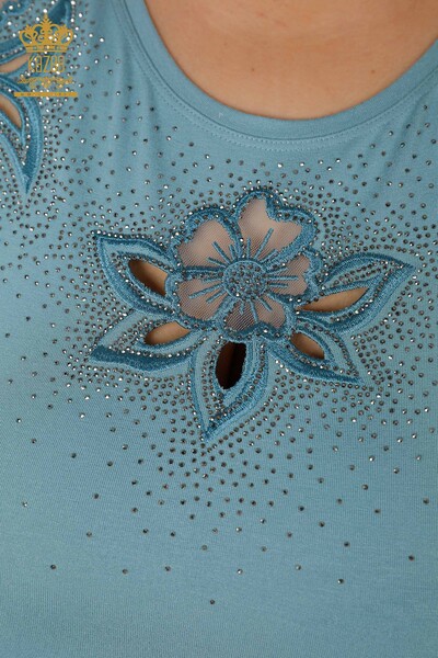 All'ingrosso Camicetta da donna - Motivo floreale - Azzurro - 78922 | KAZEE - Thumbnail