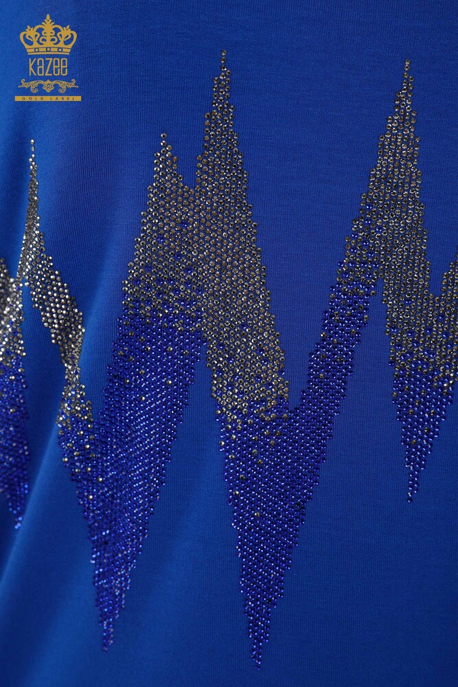 Vendita all'ingrosso Camicetta da donna Modellato Manica corta - Blu scuro - 79109 | KAZEE - 3