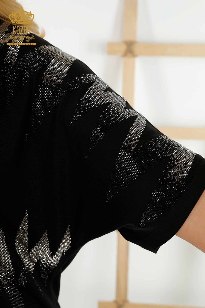 All'ingrosso Camicetta da donna - Modellato - Manica corta - Nero - 79109 | KAZEE - 4