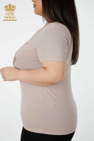 All'ingrosso Camicetta da donna - Colorata Pietra ricamata - Beige - 78924 | KAZEE - 5