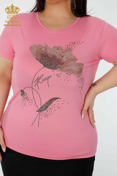 All'ingrosso Camicetta da donna - Colorata Pietra ricamata - Rosa - 78924 | KAZEE - 2