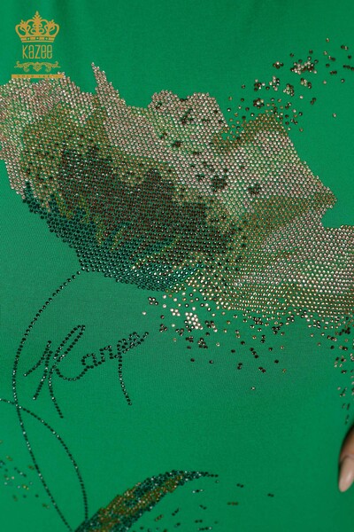 All'ingrosso Camicetta da donna Color Pietra Ricamata Verde - 78924 | KAZEE - Thumbnail