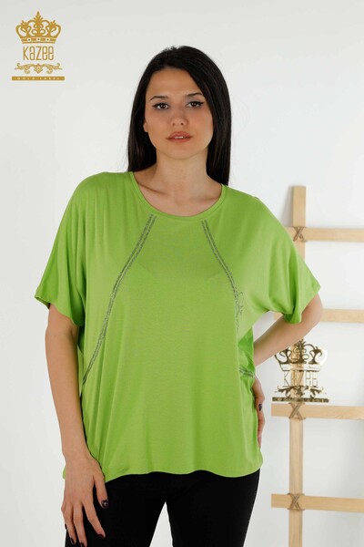 All'ingrosso Camicetta da donna - Pietra ricamata - Verde pistacchio - 79295 | KAZEE 
