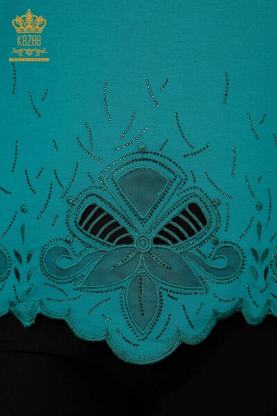 All'ingrosso Camicetta da donna - Pietra ricamata - Scollo a V - Verde - 77927 | KAZEE - 4