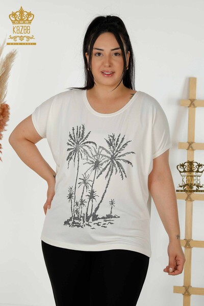 Camicetta Donna all'Ingrosso Pietra Ricamata Ecru - 79336 | KAZEE - 1