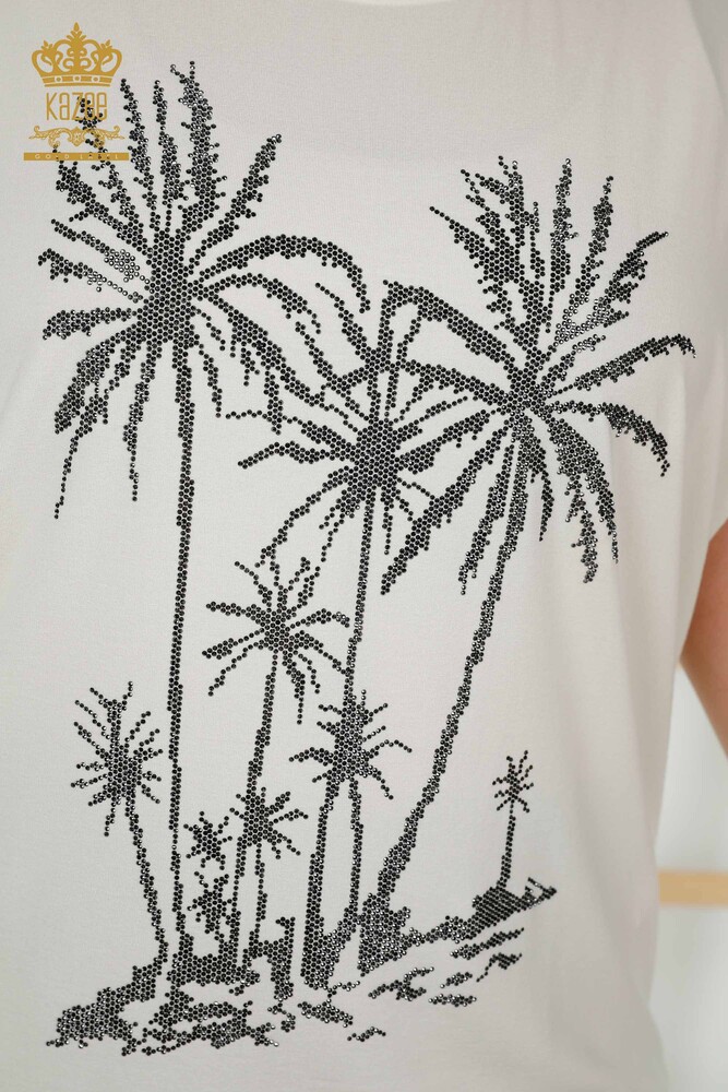 Camicetta Donna all'Ingrosso Pietra Ricamata Ecru - 79336 | KAZEE - 3