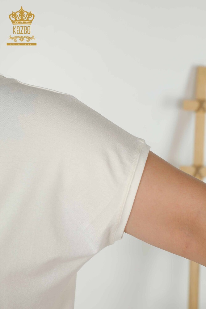 Camicetta Donna all'Ingrosso Pietra Ricamata Ecru - 79336 | KAZEE - 6