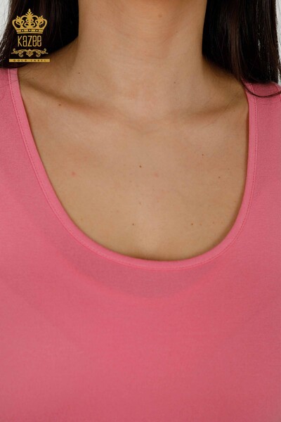 Camicetta da donna all'ingrosso senza maniche rosa di base - 79262 | KAZEE - Thumbnail