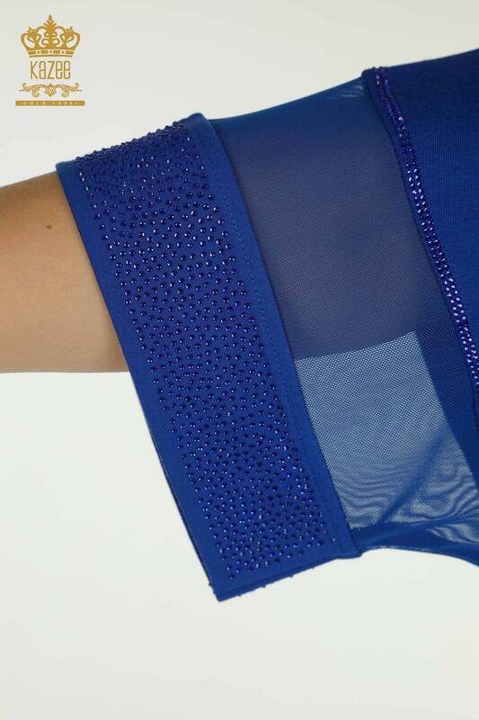 All'ingrosso Camicetta da donna - Dettagli in tulle - Blu scuro - 79298 | KAZEE