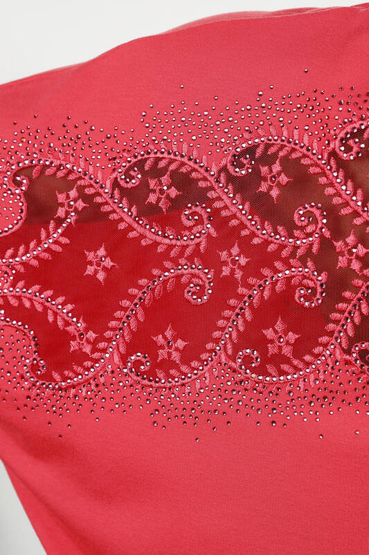 All'ingrosso Camicetta da donna - Dettaglio in tulle - Logo Kazee - 77906 | KAZEE