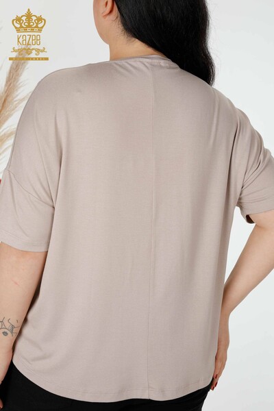 Camicetta da donna all'ingrosso a righe beige - 78907 | KAZEE - 6