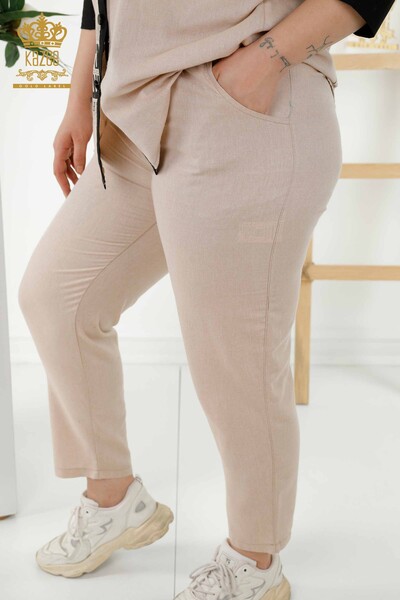 All'ingrosso Abito camicia da donna - Modellato - Beige - 20332 | KAZEE - 5