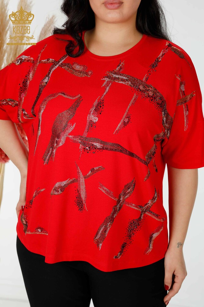 Camicetta da donna all'ingrosso a righe rosse - 78907 | KAZEE - 2