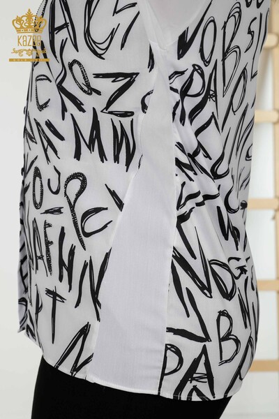 Vendita all'ingrosso Camicie Donna Stone Ricamato Bianco - 20088 | KAZEE - Thumbnail