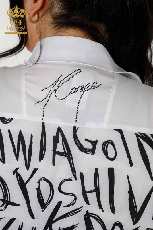 Vendita all'ingrosso Camicie Donna Stone Ricamato Bianco - 20088 | KAZEE