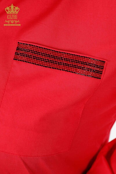 Ingrosso Camicia Donna Cotone Colorata Ricamata Pietra - Modellato - 20075 | KAZEE - Thumbnail