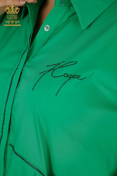 All'ingrosso Camicia da donna - Due tasche - Verde - 20220 | KAZEE - Thumbnail